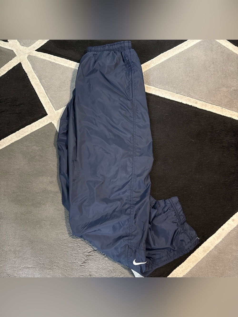 Nike navy y2k blue track pants with white embroidered swoosh